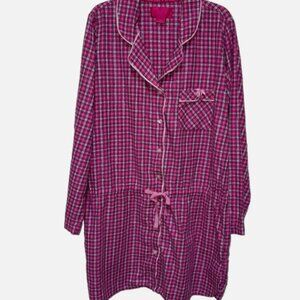 Victoria's Secret Pink Plaid Night Shirt 2012 Drawstring waist Sz Medium